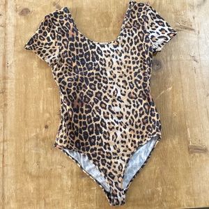 Forever 21 leopard cotton leotard/ body suit